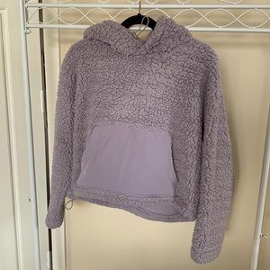 Lavender Zella half zip fuzzy hooded pullover sweatshirt